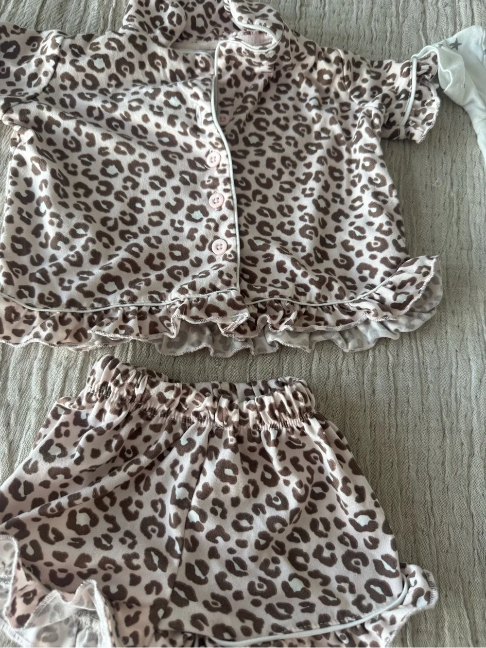 Carter's Pink Leopard Ruffle 2-Piece and White Moon Star Pajama Set